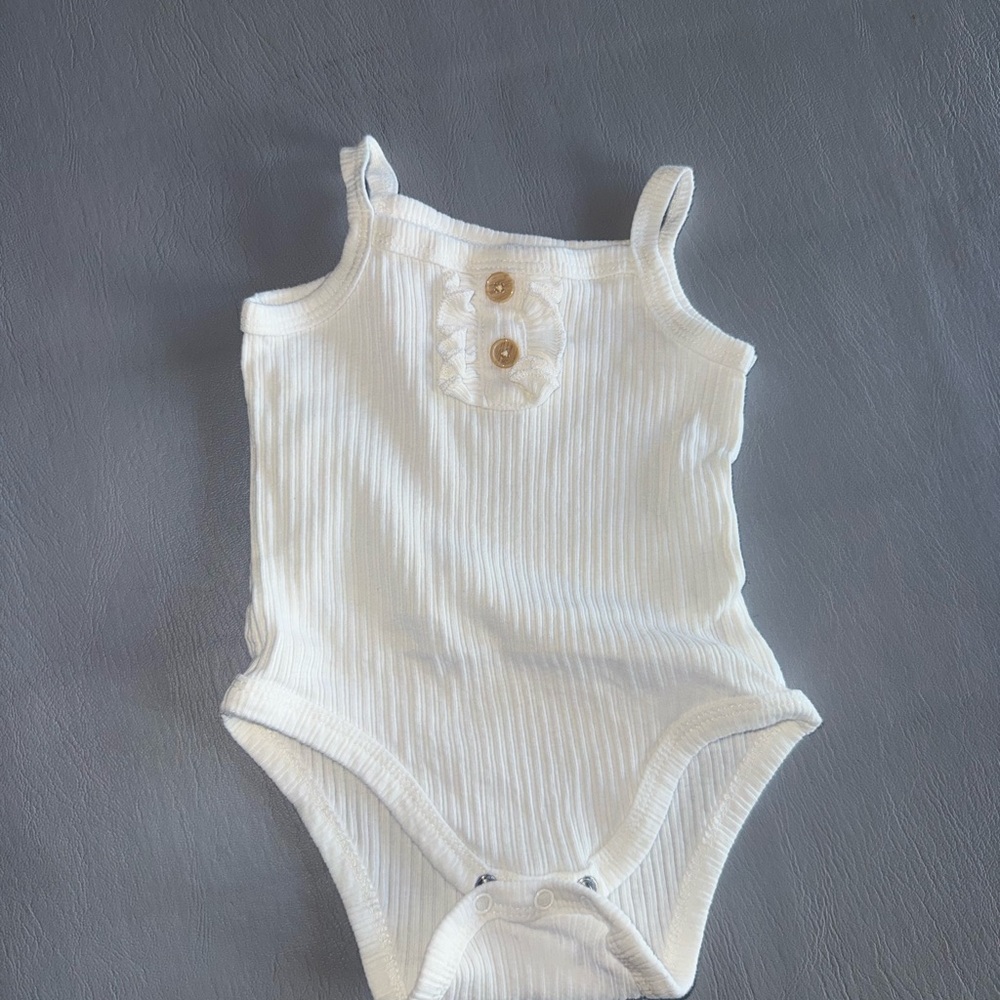 Rachel Zoe Cream Ribbed Kids‎ Bodysuit